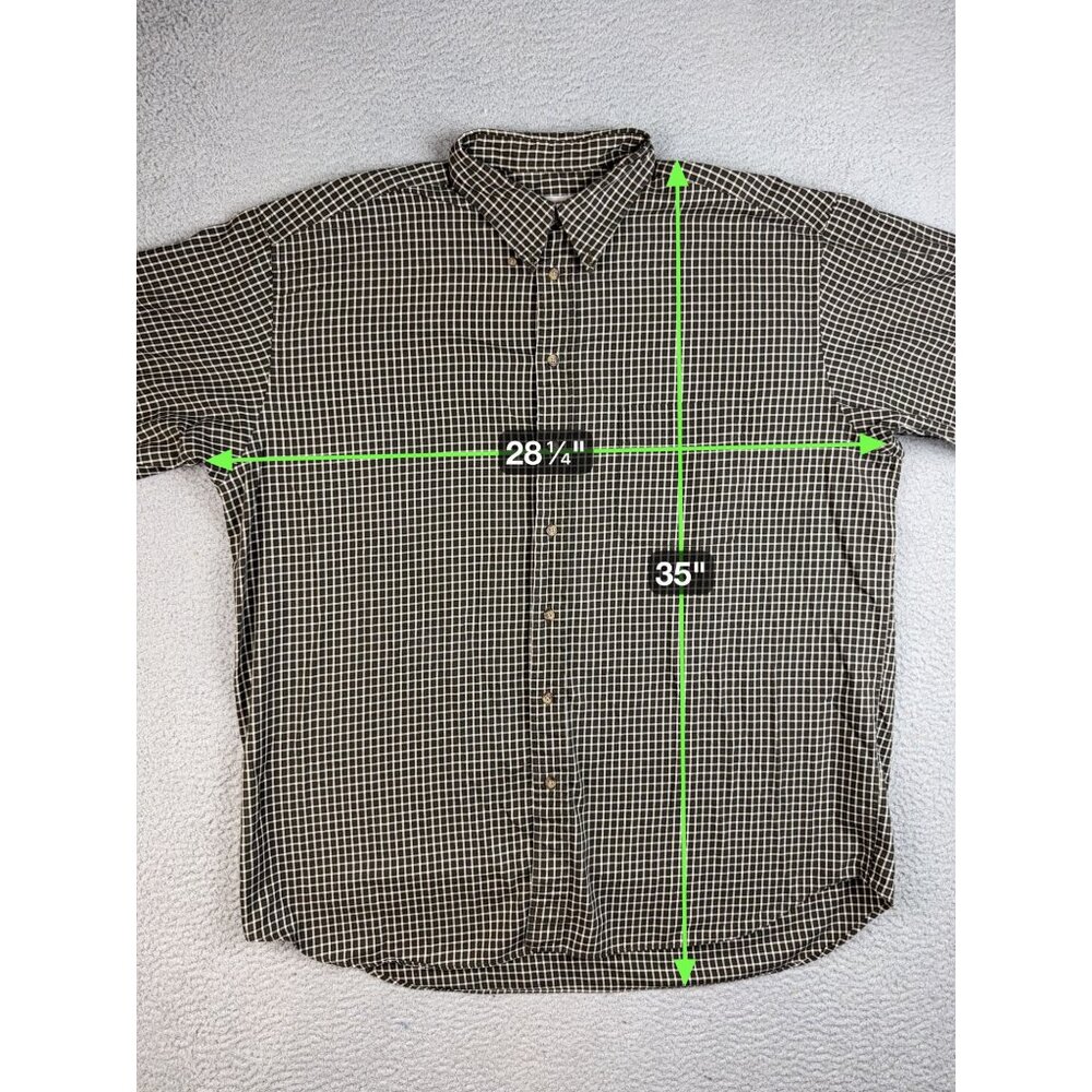 Eddie Bauer AKA Button Down Shirt Mens 2XL Checkered Long Sleeve Cotton Leisure - Picture 3 of 7